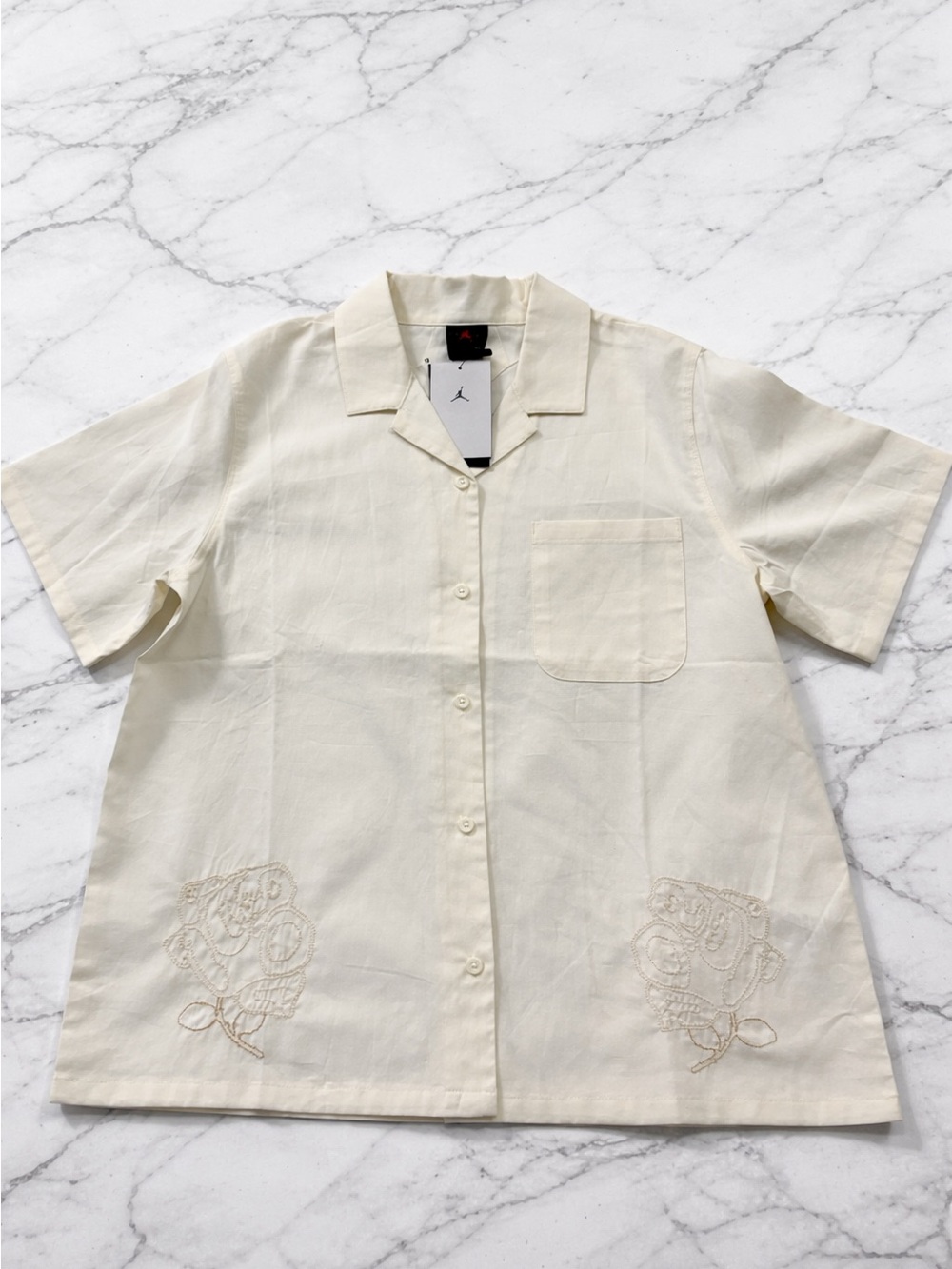 JORDAN Rose Embroidered Cotton Camp Shirt